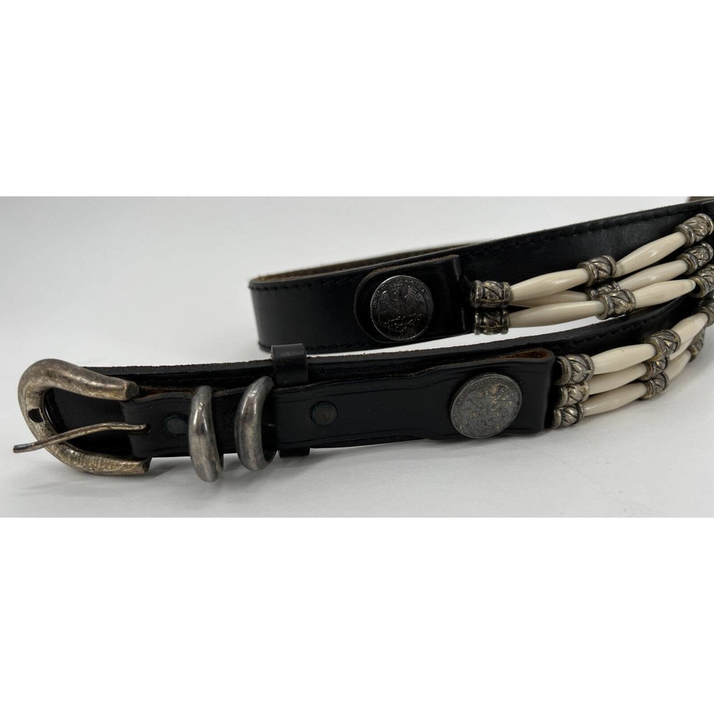 Schwabs Paris Vachette Belt Western Style Cowboy Quarters Coins Bones Size 32